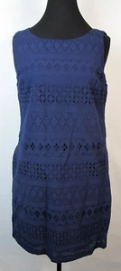 Heyton Marineblau Ösen 100 % Baumwolle Ärmellos Etuikleid Größe 6 - Bild 1 von 6