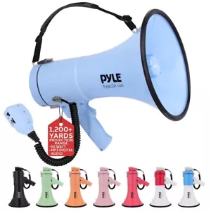 Pyle Lightweight & Portable Bullhorn Megaphone, Aux (3.5mm) Input (Blue) - Picture 1 of 7