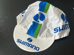 SHIMANO Cycling Cap on 'ZARA' Tag 100% Cotton RARE Vintage Bicycle Hat USED - Picture 1 of 8