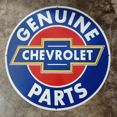 Chevrolet Porcelain Enamel Heavy Metal Sign 30 Inches Double  Side - Image 1 of 2