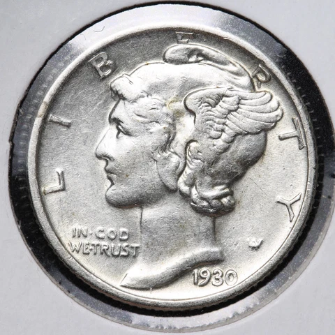 1930 Mercury Silver Dime CHOICE AU++/UNC E229 T Cover