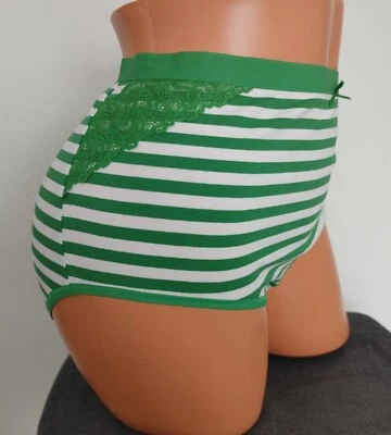 LANE BRYANT CACIQUE ALGODÓN CALZONCICO BRAGUITA COMPLETA 22/24 VERDE MENTA RAYAS BLANCAS Foto 1 de 4