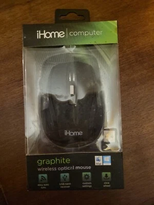 iHome Ergonomic Graphite 5 Button Wireless Mac/PC Optical Mouse Brand New  - Image 1 of 4