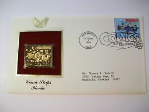 22K Gold Stamp Replica 1995 Comic Strips Blondie FDC First Day Cover
