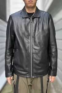 John Varvatos Lammfell Lederjacke schwarz Top Zustand klassisch Gr. XXL - Bild 1 von 16