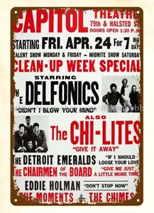 1970 Chi-Lites, Delfonics Chicago Concert Poster metal tin sign metal wall art