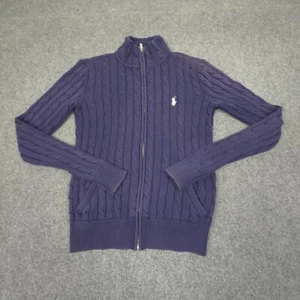 Ralph Lauren Jumper womens XSMALL Blue cable Knit Long Sleeve zip Size XS - Picture 1 of 11
