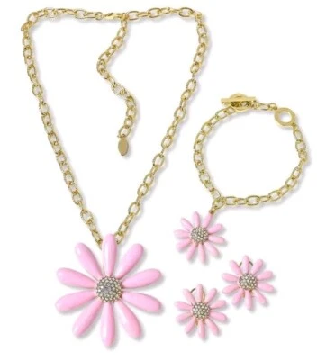 Juego de joyas Heidi Daus "Flower Power" esmalte y cristal margarita-rosa-nuevo con etiquetas-$139,95 Foto 1 de 4