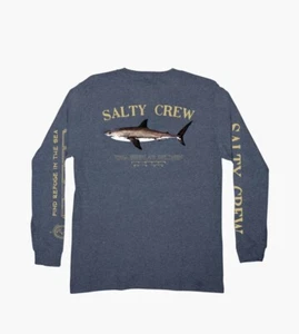 Salty Crew Bruce Boy's L/S Tee Shirt Navy Heather 8 to 14 Years Medium Fish VV54 - Picture 1 of 5