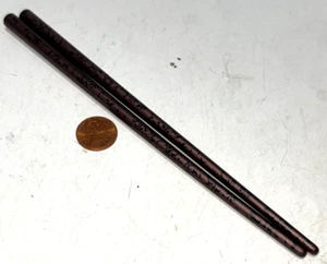 Set Of 2! Hair Sticks Brown / Black Floral Design 7.25" Long - Picture 1 of 2