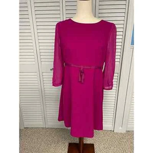 Ted Baker London fuchsia sheer short sleeve party career dress women's size 3 - Picture 1 of 6