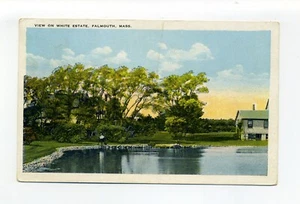 Falmouth MA 1930 postcard, tiny person, White Estate, Teaticket postmark - Picture 1 of 2