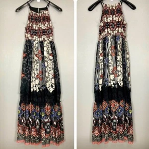 Maxi abito donna Anthropologie Bhanuni by Jyoti taglia 2 collo alto pizzo a strati - Foto 1 di 10