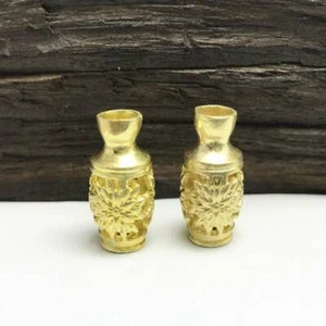 2pcs Solid Brass 8x18mm Vase Buddhist Gold Metal Charms Loose Spacer Beads - Picture 1 of 3