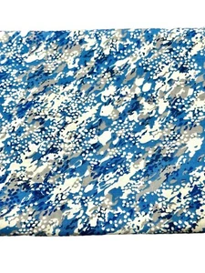 Blue Camo Fabric Abstract Cotton Gray White Keepsake Calico Remnant 29 x 44W - Picture 1 of 9