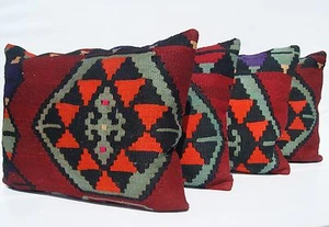 "ALMOHADA TURCA DE LANA RECTANGULAR 20+ ALFOMBRAS DE ÁREA NEGRAS TEJIDAS A MANO 24""X18" - Imagen 1 de 5