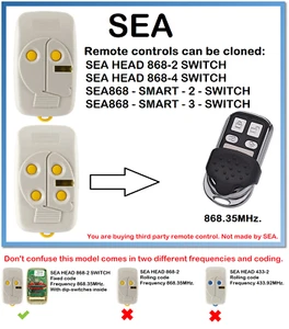 SEA HEAD 868-2 SWITCH, SEA HEAD 868-4 SWITCH Remote Control Duplicator 868MHz. - Picture 1 of 5