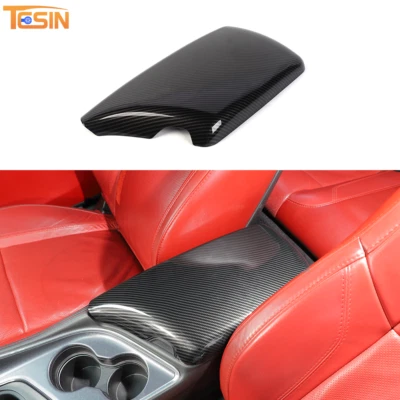 Carbon Fiber Armrest Box Panel Cover Trim For Dodge Challenger 2015+ Accessories Foto 1 de 4