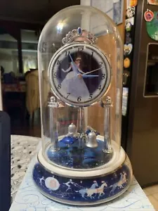 Disney Cinderella in Ball Dress Spinning Pendulum Clock With Glass Dome New - Picture 1 of 18