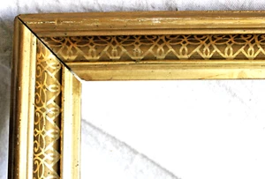 ANTIQUE FITS 10 X 12 LEMON GOLD GILT STENCIL PICTURE FRAME COUNTRY DEEP WOOD - Picture 1 of 24