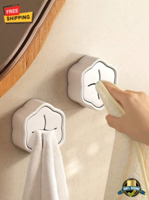 Toallero de baño 1 pieza, varilla colgante sin taladro con ganchos de almacenamiento, ahorro de espacio Foto 1 de 4