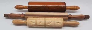 3 Vintage Awesome Wooden Rolling Pins Springerle Embossed West Germany - Picture 1 of 7