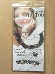 Bijoux Tattoo Schmuckset Kette Armband Ring mit kleinen Schmucksteinen - Bild 1 von 2