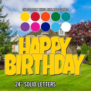 24" Solid Happy Birthday EZ Set Yard Sign Set | 5pc Outdoor Lawn Decorations - Picture 1 of 10
