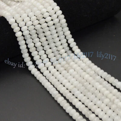 Cuentas sueltas espaciadoras rondelle lisas de jade blanco de 5x8 mm para hacer joyas de 15"" Foto 1 de 4