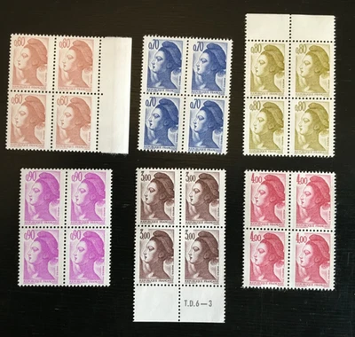 FRANCE 1982 'la Liberte' set to 4f blocks of 6 MUH Yv2239-2244 (J961~) - Image 1 of 2