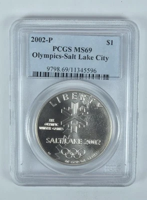 2002-P Winter Olympics Commemorative Dollar MS69 PCGS Blue Label - Image 1 of 4