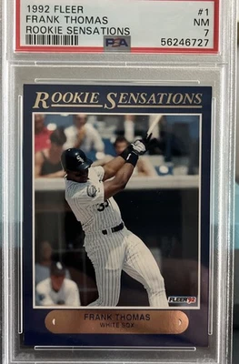 1992 FLEER ROOKIE SENSATIONS #1 FRANK THOMAS WHITE SOX HOF PSA 7 - Image 1 of 2
