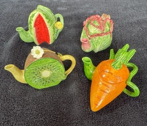 Lot de 4 mini théières miniatures en céramique fruits et légumes Khien LIRE - Photo 1/13