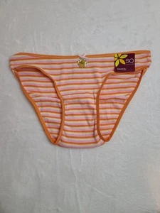 Neu Vintage Kohl's SO klassisches niedrig geschnittenes Baumwoll-Bikinihöschen Größe SM orange Streifen - Bild 1 von 4