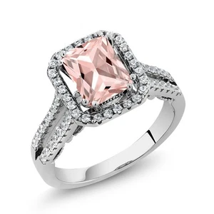 925 Sterling Silver Peach Simulated Morganite Ring For Women (2.78 Cttw, - Picture 1 of 5