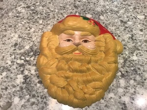Vintage Hard Plastic Wall Hanging Santa Claus Face 10 1/4” x 8 1/2” - Picture 1 of 4
