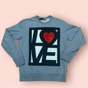 Love Moschino Big Logo Men's Grey Crewneck Sweater Size Small - Picture 1 of 6