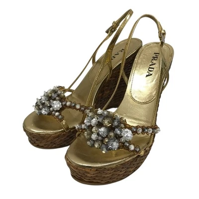 PRADA Pumps Women's Size 35.5 Gold Leather - Image 1 of 4