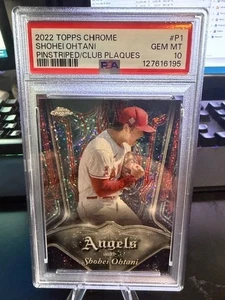 2022 Topps Chrome P1 Shohei Ohtani Pinstriped/Club Plaques PSA Gem 10 Dodgers SP - Picture 1 of 2