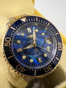 Women’s Invitca 47mm Grand Diver Automatic Blue Abalone Gold Limited Edition - Picture 1 of 24