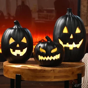 3 Stück Halloween Jack O Laterne Deko Leuchten Vintage Kürbisse In/Outdoor - Bild 1 von 12