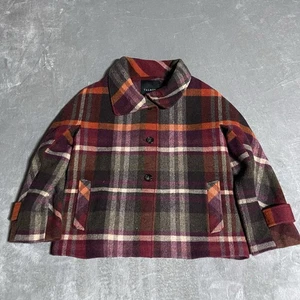 Talbots Wolle kariert Mantel Damen 2 Kragen Taschen Scheune Landhaus Jacke kuschelig Herbst - Bild 1 von 6