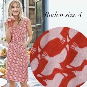 Boden Margot Jerseykleid koralle Meervogel Taubenmuster Damen Gr. 4 Karriere Preppy - Bild 1 von 12