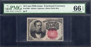 FR 1266 - 10c FIFTH ISSUE - SHORT THICK KEY RED SEAL - PMG 66 EPQ GEM - pp H - Picture 1 of 4