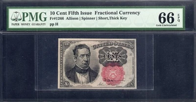 FR 1266 - 10c FIFTH ISSUE - SHORT THICK KEY RED SEAL - PMG 66 EPQ GEM - pp H - Image 1 of 4