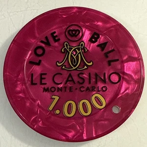 CASINO MONTE CARLO LOVE BALL RIVIERA $1000 OVERSIZED JETON CASINO CHIP MONACO - Picture 1 of 2
