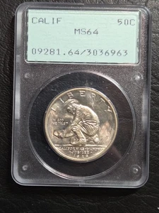 Beautiful 1925 S California Comm. Half Dollar PCGS Graded MS 64 Old Green Holder - Picture 1 of 2