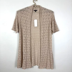Eileen Fisher NEW Open-front Cardigan XL washable wool lace pebble beige - Picture 1 of 9