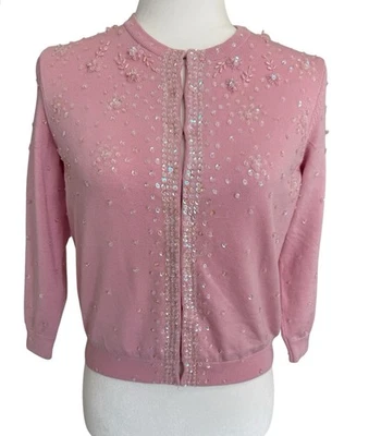 Cárdigan para mujer INC International Concepts mezcla de seda rosa lentejuelas cuentas talla S” Foto 1 de 4
