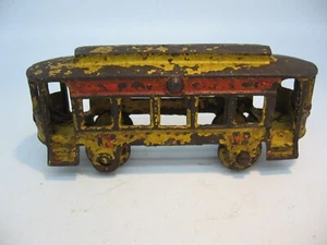 Kenton No 12 yellow and red cast iron trolley train car - Picture 1 of 8